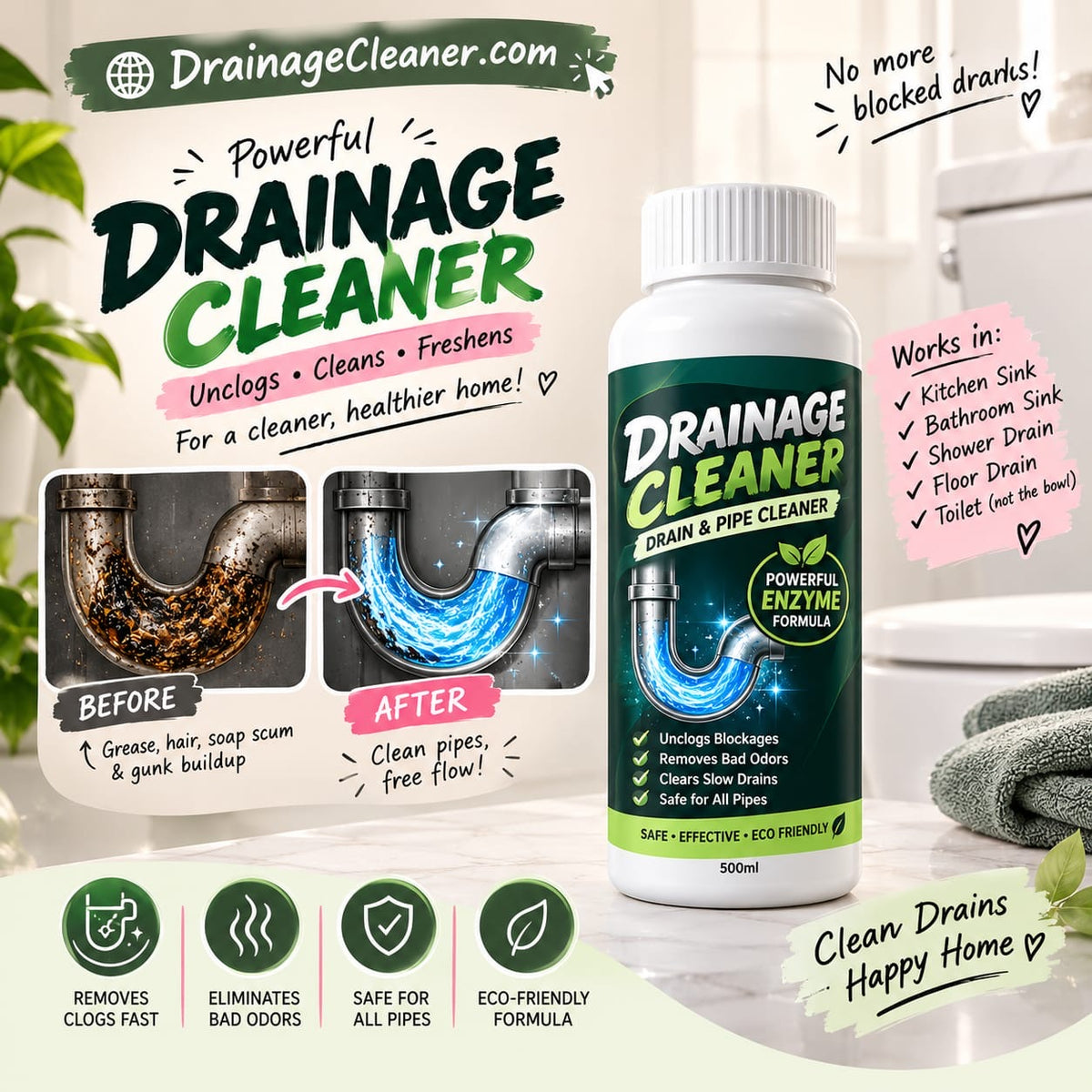 Instant Drainage Cleaner Powder (PACK OF 3) Bumper Offer 60% OFF